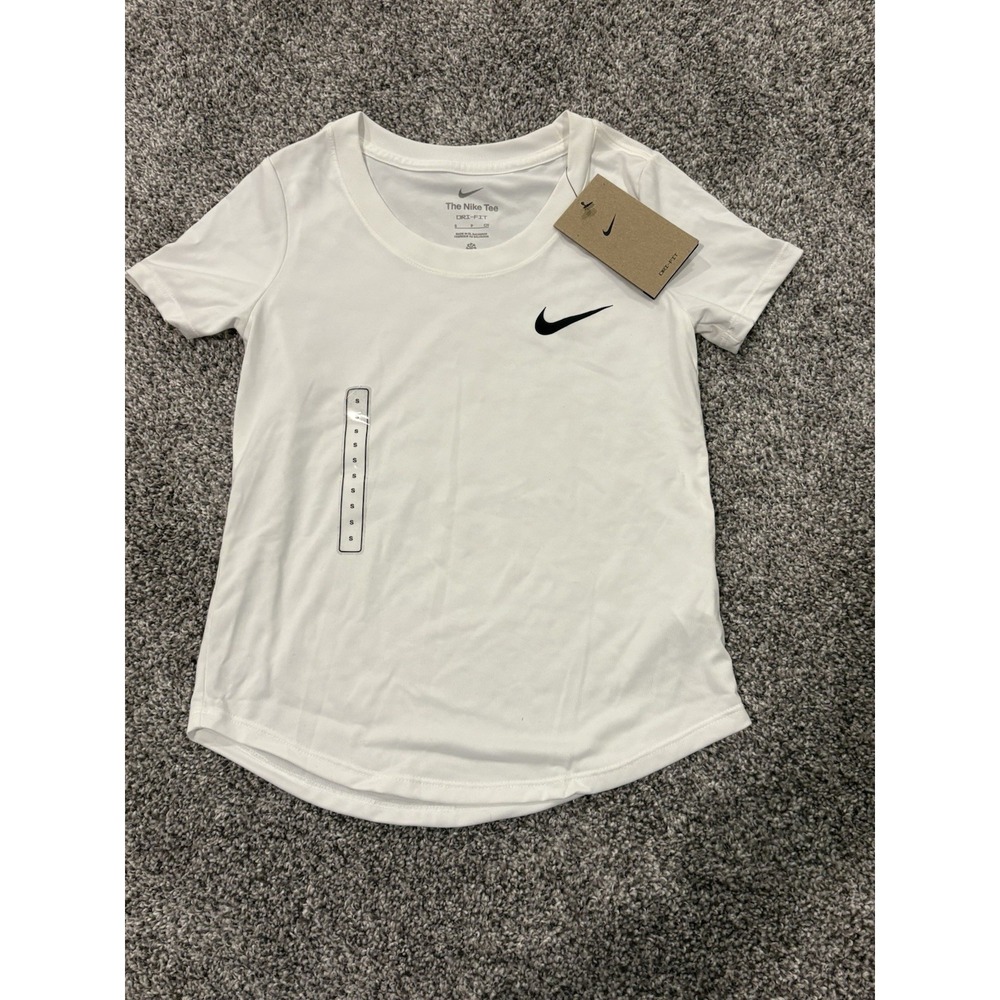 The Nike Tee White Kids T Shirt Short‎ Sleeve Size Small Polyester Athletic Top